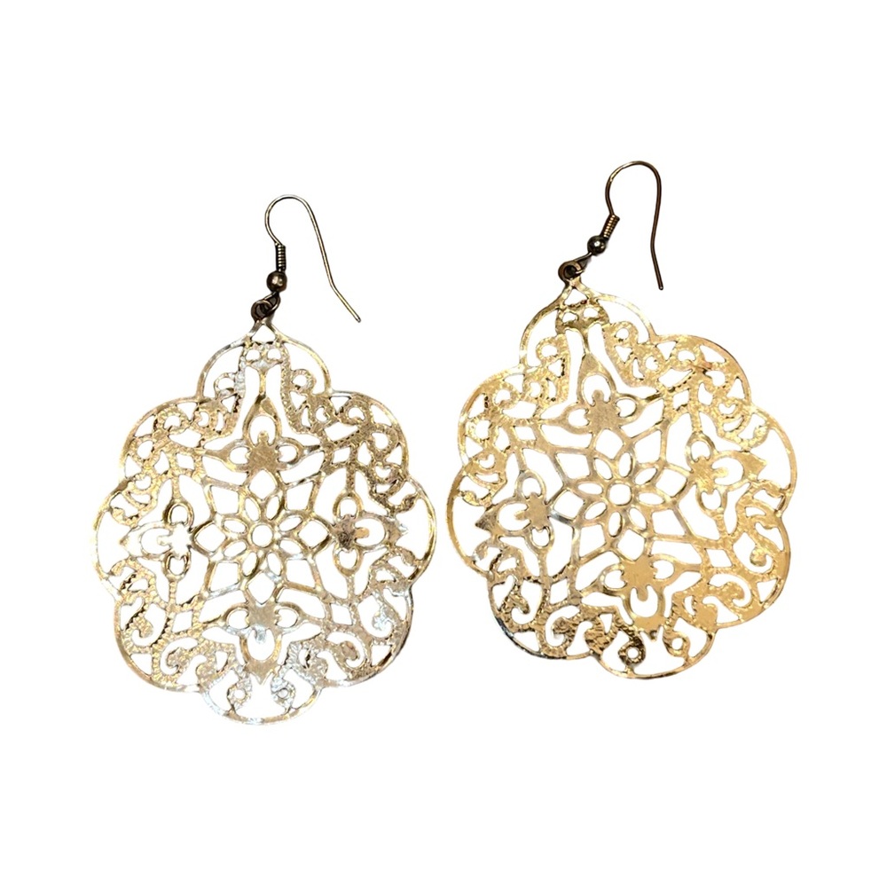Intricate Gold Filigree Dangle Earrings - Statement Jewelry